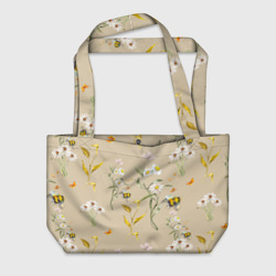 Пляжная сумка 3D Нарисованные Цветы Ромашки и Пчёлы