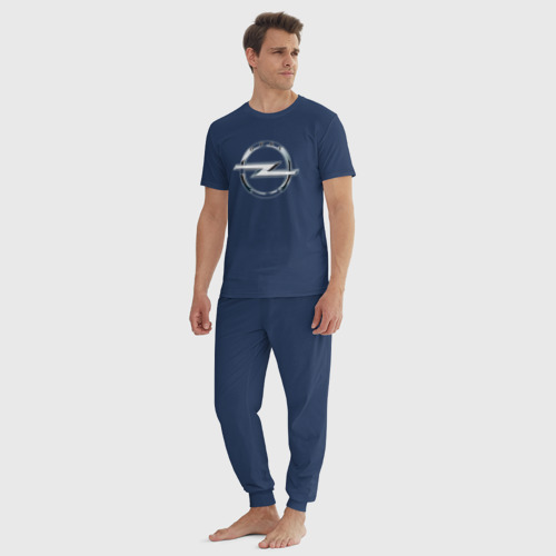 Мужская пижама хлопок Opel classic theme, цвет темно-синий - фото 5