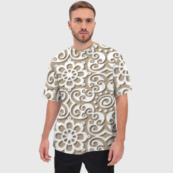 Мужская футболка oversize 3D Цветочный кружевной орнамент - фото 2