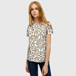 Женская футболка 3D Цветочный кружевной орнамент - фото 2