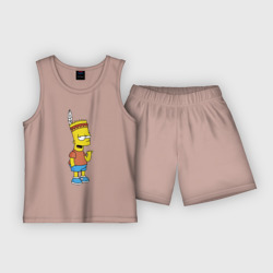 Детская пижама с шортами хлопок Барт Симпсон - индеец