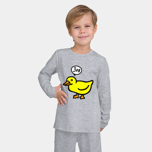 Детская пижама с лонгсливом хлопок с принтом Утка осуждает, фото на моделе #1
