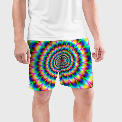 Мужские шорты спортивные Радужная оптическая иллюзия, цвет 3D печать - фото 3