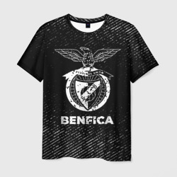 Мужская футболка 3D Benfica с потертостями на темном фоне