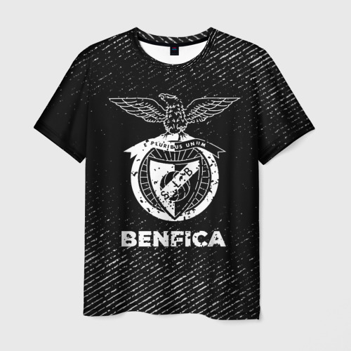 Мужская футболка 3D Benfica с потертостями на темном фоне, цвет 3D печать
