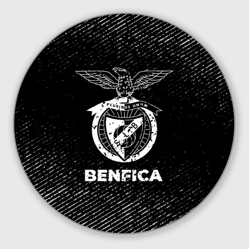 Круглый коврик для мышки Benfica с потертостями на темном фоне