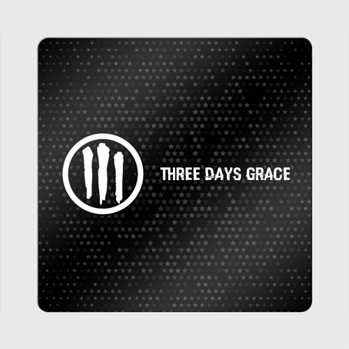 Магнит виниловый Квадрат Three Days Grace glitch на темном фоне: надпись и символ