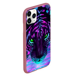 Чехол для iPhone 11 Pro матовый Светящийся неоновый тигр - фото 2