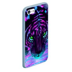 Чехол для iPhone 5/5S матовый Светящийся неоновый тигр - фото 2