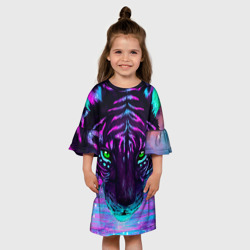 Детское платье 3D Светящийся неоновый тигр - фото 2