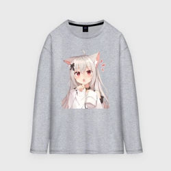 Мужской лонгслив oversize хлопок Неко кошка-девочка