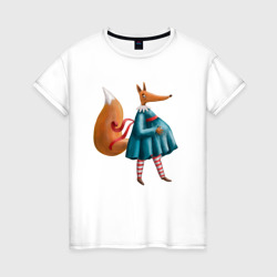 Женская футболка хлопок Беременная лисица