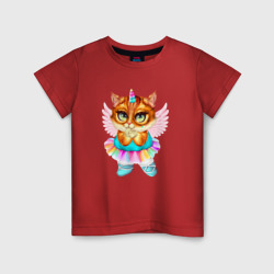 Детская футболка хлопок Рыжая кошечка принцесса
