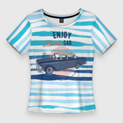 Женская футболка 3D Slim Enjoy blue classic car