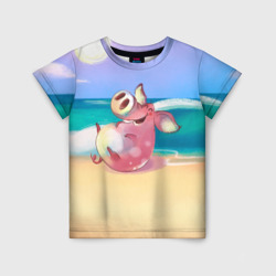 Детская футболка 3D Свинка на пляже хохочет
