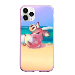 Чехол для iPhone 11 Pro Max матовый Свинка на пляже хохочет