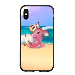 Чехол для iPhone XS Max матовый Свинка на пляже хохочет
