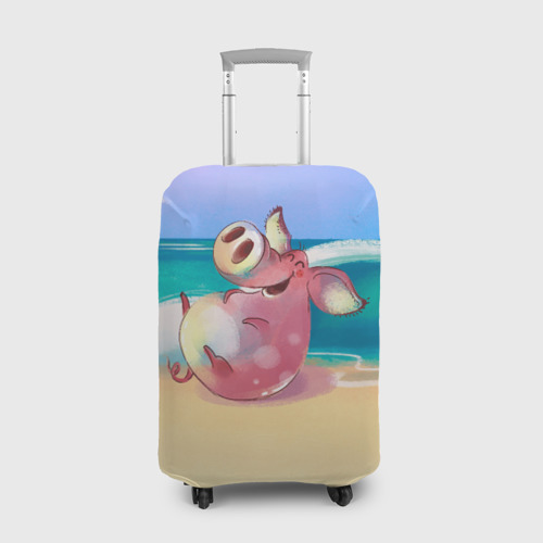 Чехол для чемодана 3D Свинка на пляже хохочет, цвет 3D печать