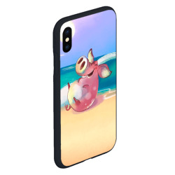 Чехол для iPhone XS Max матовый Свинка на пляже хохочет - фото 2
