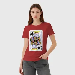 Женская футболка хлопок Игральная карта - Король - фото 2