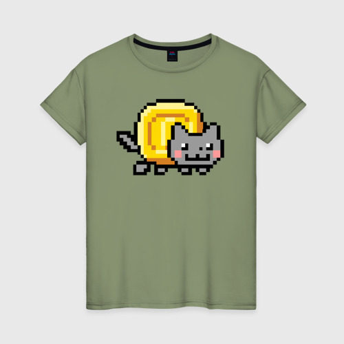 Женская футболка хлопок с принтом Нян Коин Кэт, вид спереди #2