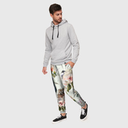 Мужские брюки 3D Цветы Нарисованные Магнолии и Птицы - фото 2