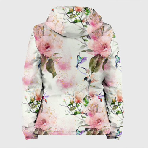 Женская куртка 3D Цветы Нарисованные Магнолии и Разноцветные Птицы, цвет черный - фото 2