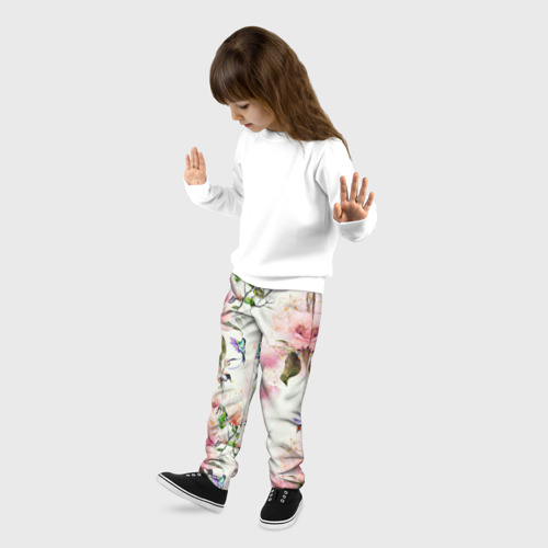 Детские брюки 3D Цветы Нарисованные Магнолии и Разноцветные Птицы, цвет 3D печать - фото 3