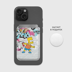 Картхолдер Magsafe магнитный Барт Симпсон на фоне стены с граффити - фото 2