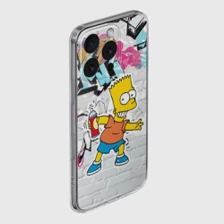 Чехол для iPhone 16 Pro силиконовый с защитой камеры Барт Симпсон на фоне стены с граффити - фото 2