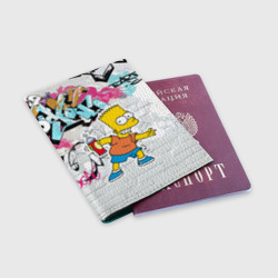 Обложка для паспорта матовая кожа Барт Симпсон на фоне стены с граффити - фото 2
