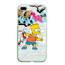 Чехол для iPhone 7Plus/8 Plus матовый Барт Симпсон на фоне стены с граффити