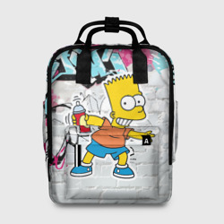 Женский рюкзак 3D Барт Симпсон на фоне стены с граффити