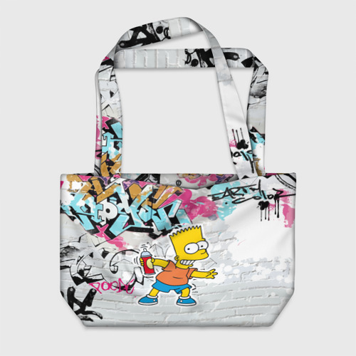 Пляжная сумка 3D Барт Симпсон на фоне стены с граффити
