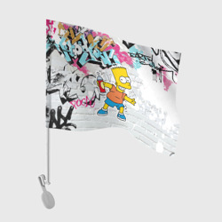 Флаг для автомобиля Барт Симпсон на фоне стены с граффити