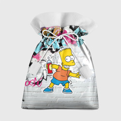 Подарочный 3D мешок Барт Симпсон на фоне стены с граффити