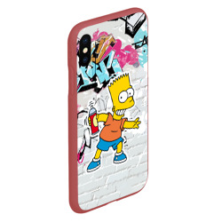 Чехол для iPhone XS Max матовый Барт Симпсон на фоне стены с граффити - фото 2