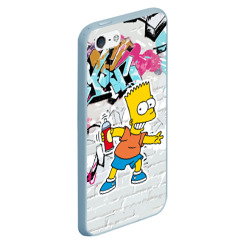 Чехол для iPhone 5/5S матовый Барт Симпсон на фоне стены с граффити - фото 2