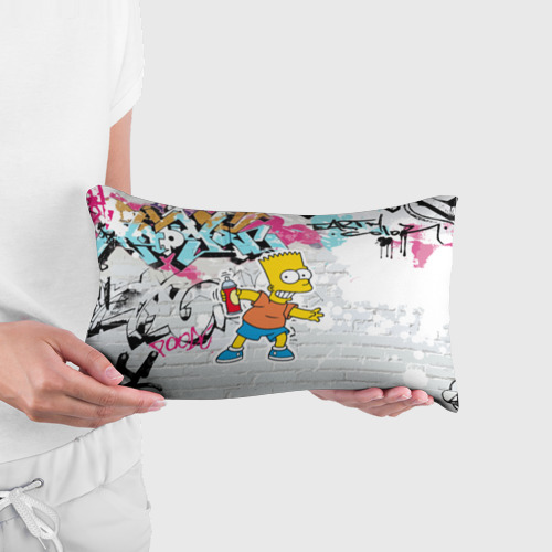 Подушка 3D антистресс Барт Симпсон на фоне стены с граффити - фото 3