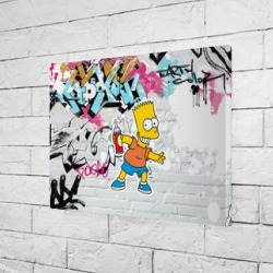 Холст прямоугольный Барт Симпсон на фоне стены с граффити - фото 2