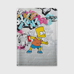 Обложка для автодокументов Барт Симпсон на фоне стены с граффити