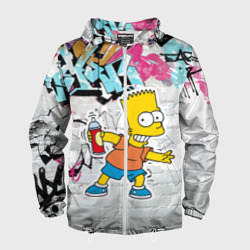 Мужская ветровка 3D Барт Симпсон на фоне стены с граффити