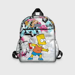 Детский рюкзак 3D Барт Симпсон на фоне стены с граффити