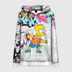 Женская толстовка 3D на молнии Барт Симпсон на фоне стены с граффити