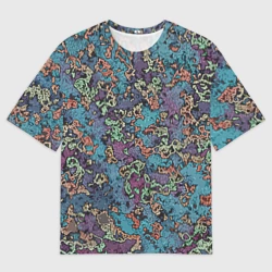 Женская футболка oversize 3D Галлюциногенные узоры - серый абстрактный камуфляж