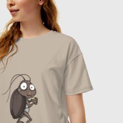 Женская футболка хлопок Oversize Голодный Таракашка - фото 2