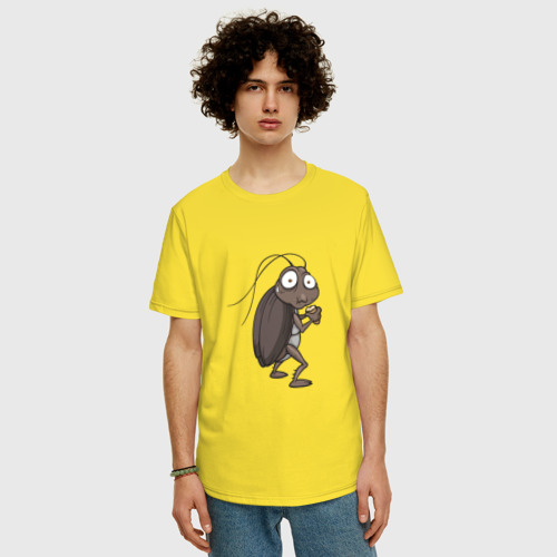 Мужская футболка хлопок Oversize с принтом Голодный Таракашка, фото на моделе #1