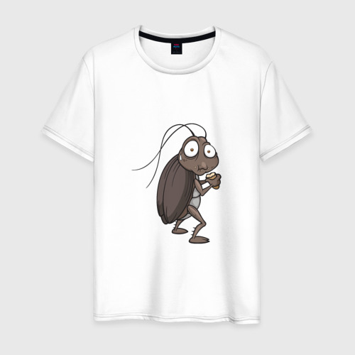 Мужская футболка из хлопка с принтом Голодный Таракашка, вид спереди №1