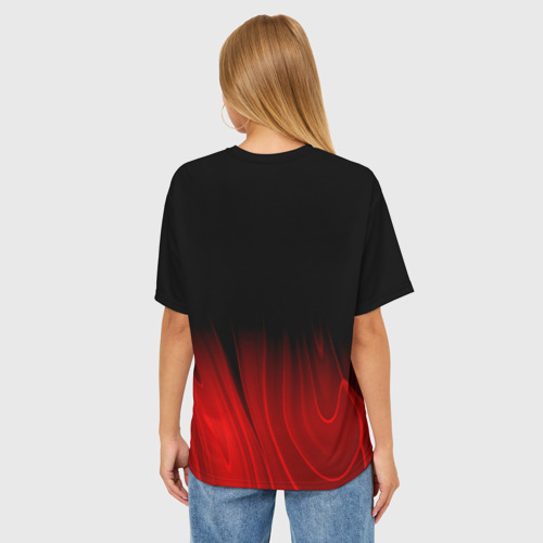 Женская футболка oversize 3D Muse red plasma, цвет 3D печать - фото 4