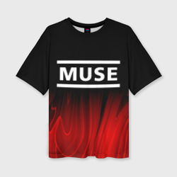 Женская футболка oversize 3D Muse red plasma